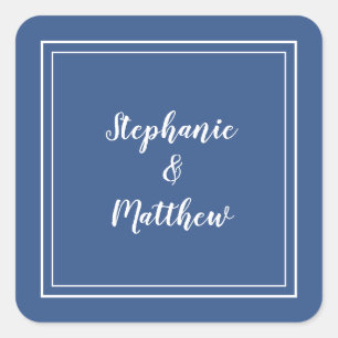 Minimalist Wedding Modern Blue Favour Thank You Square Sticker