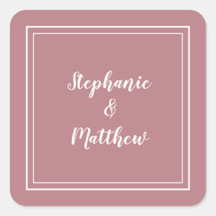 Minimalist Wedding Modern  Favour Dusty Rose  Square Sticker