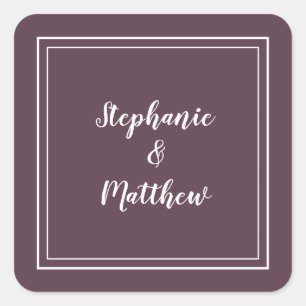 Minimalist Wedding Modern Purple Favour Thank You Square Sticker