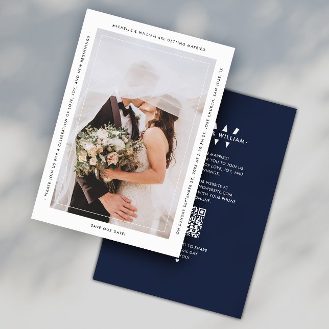 Minimalist Wedding Monogram Dark Navy Modern  Save The Date (Minimalist Wedding Monogram Dark Navy Modern Save The Date
)