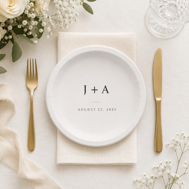 Minimalist Wedding Monogram Paper Coaster Plate (Creator Uploaded)