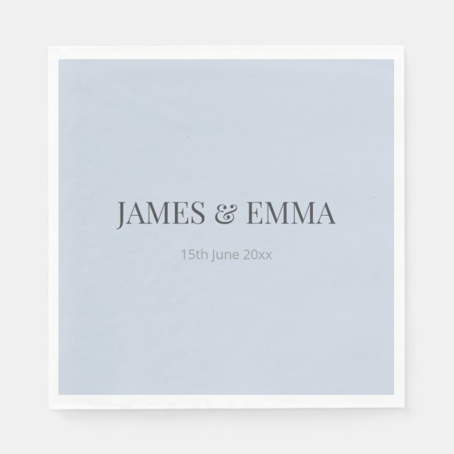 Minimalist Wedding Napkins | Dusky Blue (Front)