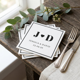 Minimalist Wedding Napkins Monogram Favour Party