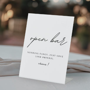 Minimalist Wedding Open Bar Pedestal Sign