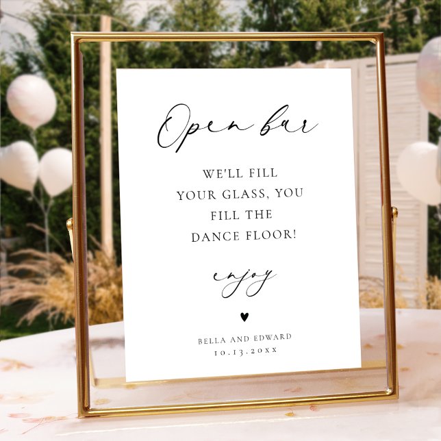 Minimalist Wedding Open Bar Table Sign (Creator Uploaded)
