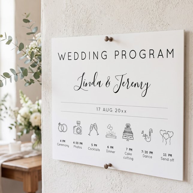 Minimalist Wedding Order of Events Timeline Sign (Creator Uploaded)