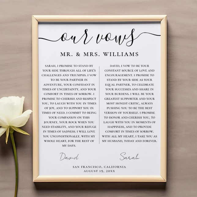 Minimalist Wedding Our Vows with Elegant Script Poster (Creator Uploaded)