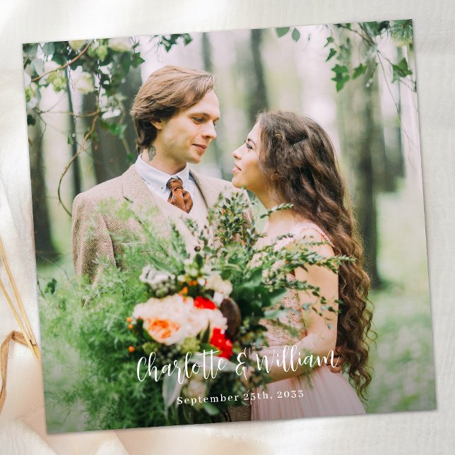 Minimalist Wedding Personalized Simple Photo  Thank You Card (Creator Uploaded)