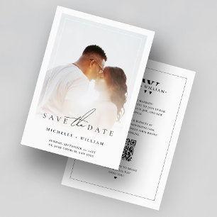 Minimalist Wedding Photo Frame Clean White Save The Date