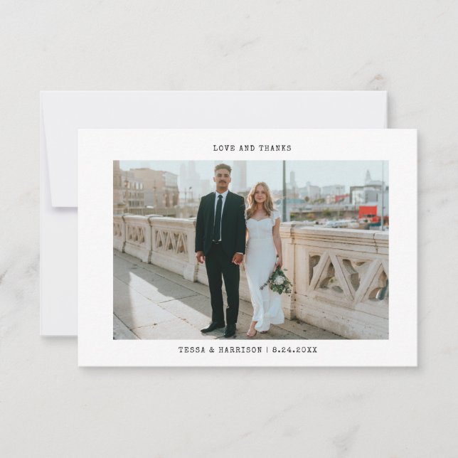 Minimalist Wedding Photo Thank You Card (Front)