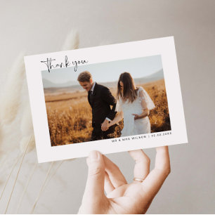 Minimalist Wedding Photo Thank You Card