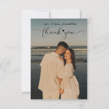 Minimalist Wedding Photo Thank You Card