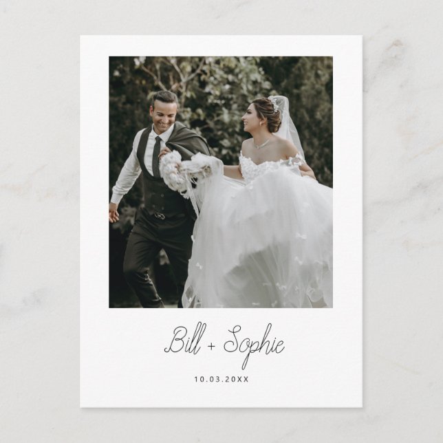 Minimalist Wedding Photo Thank You Card (Front)