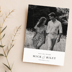 Minimalist Wedding Photo Thank You Card With Note