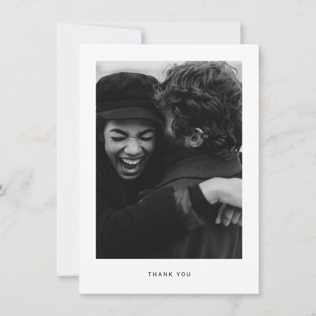 Minimalist Wedding Photo Thank you Postcard (Front)