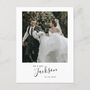 Minimalist Wedding Photo Thank You Postcard