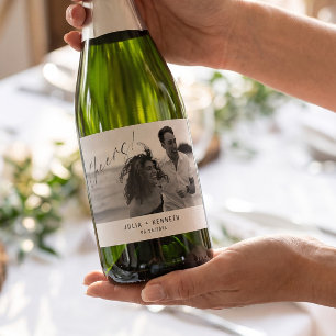 Minimalist Wedding Photograph Sparkling Wine Label