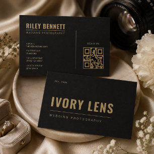 Minimalist Wedding Photography Coal Gold Business Card
