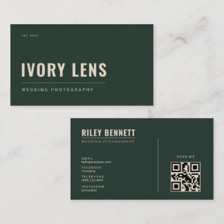 Minimalist Wedding Photography | Forest Green Business Card