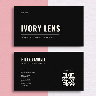 Minimalist Wedding Photography | Obsidian Black Business Card
