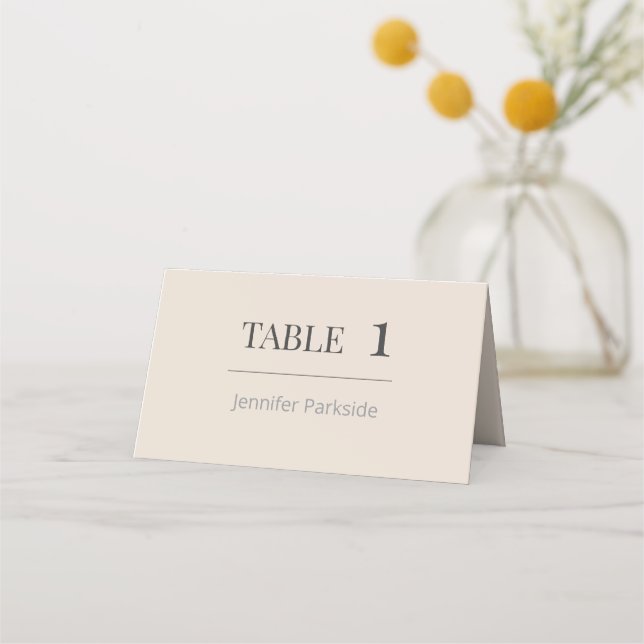 Minimalist Wedding Place Cards Soft Latte (Front)
