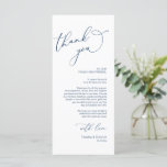 Minimalist Wedding Place Setting Thank You Card<br><div class="desc">This is the Modern romantic classy calligraphy, in Minimalist Navy Blue font, Place Setting Thank You Cards. Share the love and show your appreciation to your guests, when they sit down at their seat and read this personalised charming thank you place setting card. It's a wonderful way to kick off...</div>