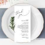Minimalist Wedding Place Setting Thank You Card<br><div class="desc">This is the Modern romantic classy calligraphy, in Black font, Place Setting Thank You Cards. Share the love and show your appreciation to your guests, when they sit down at their seat and read this personalised charming thank you place setting card. It's a wonderful way to kick off your special...</div>