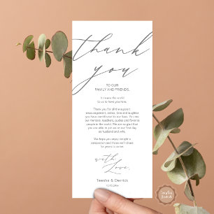 Minimalist Wedding Place Setting Thank You Card