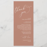 Minimalist Wedding Place Setting Thank You Card<br><div class="desc">This is the Modern romantic classy calligraphy, in earthy terracotta brown themed, Place Setting Thank You Cards. Share the love and show your appreciation to your guests, when they sit down at their seat and read this personalised charming thank you place setting card. It's a wonderful way to kick off...</div>