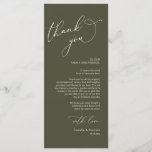 Minimalist Wedding Place Setting Thank You Card<br><div class="desc">This is the Modern romantic classy calligraphy, in olive green greenery themed, Place Setting Thank You Cards. Share the love and show your appreciation to your guests, when they sit down at their seat and read this personalised charming thank you place setting card. It's a wonderful way to kick off...</div>