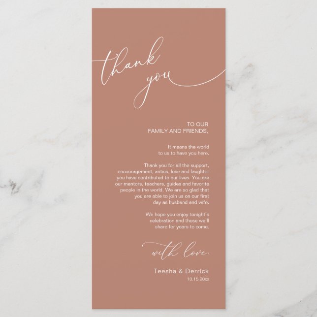 Minimalist Wedding Place Setting Thank You Card (Front)