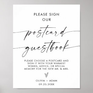 Minimalist Wedding Postcard Guestbook Sign, Modern