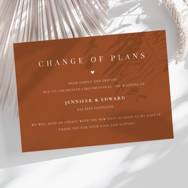 Minimalist Wedding Postponement Terracotta Invitation (Creator Uploaded)