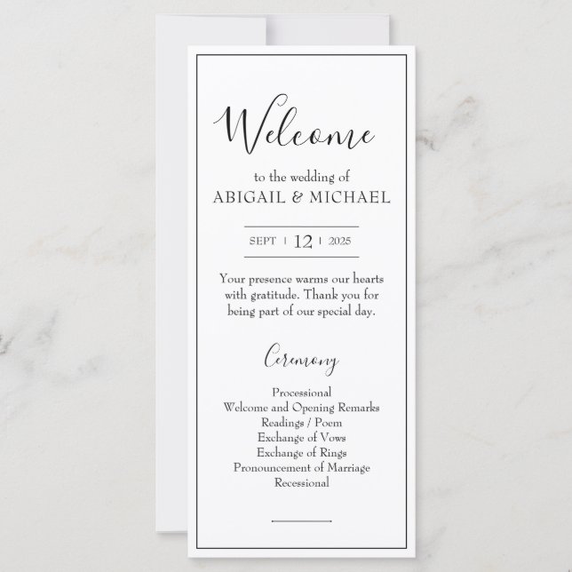 Minimalist Wedding Program  (Front)