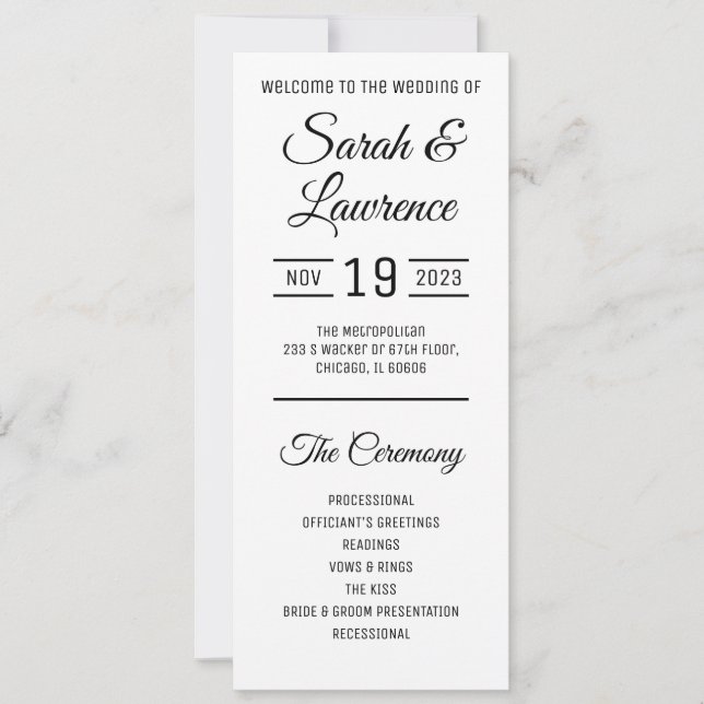 Minimalist Wedding Program (Front)