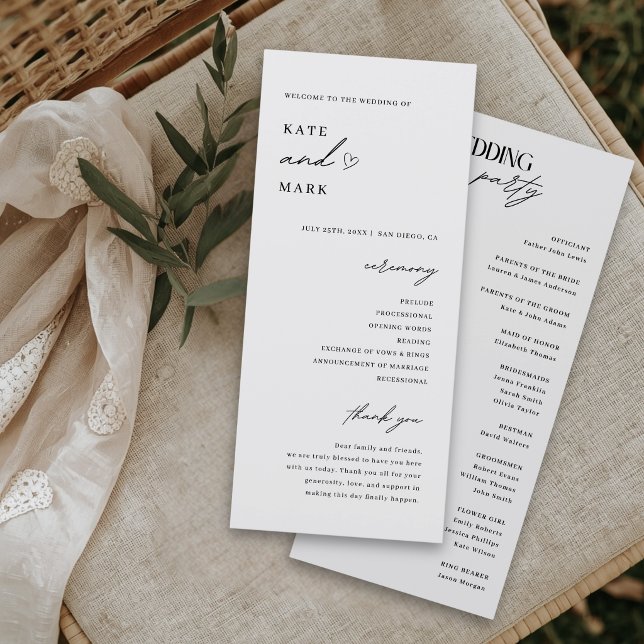 Minimalist Wedding Program Card (Creator Uploaded)