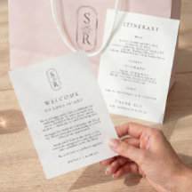 Minimalist Wedding Program Card with Monogram