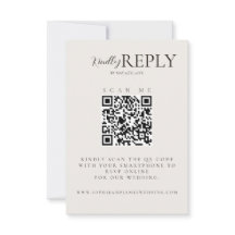 Minimalist Wedding QR Code Calligraphy RSVP Card