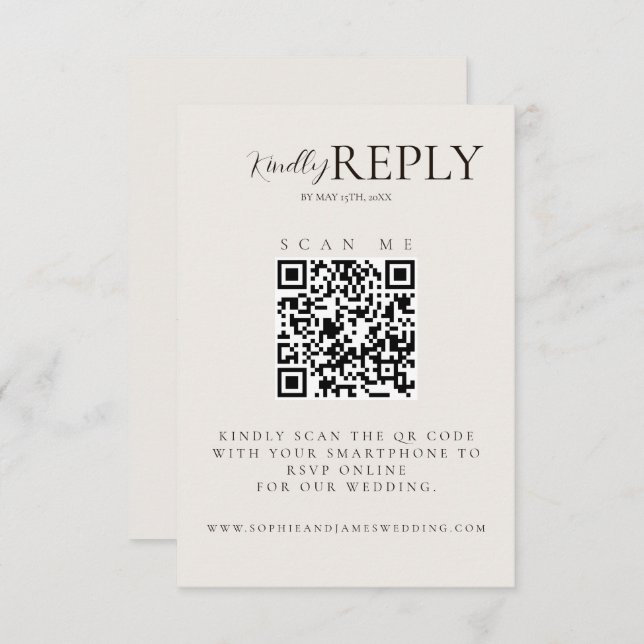 Minimalist Wedding QR Code Calligraphy RSVP Card (Front/Back)