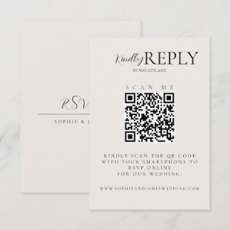 Minimalist Wedding QR Code Calligraphy RSVP Card