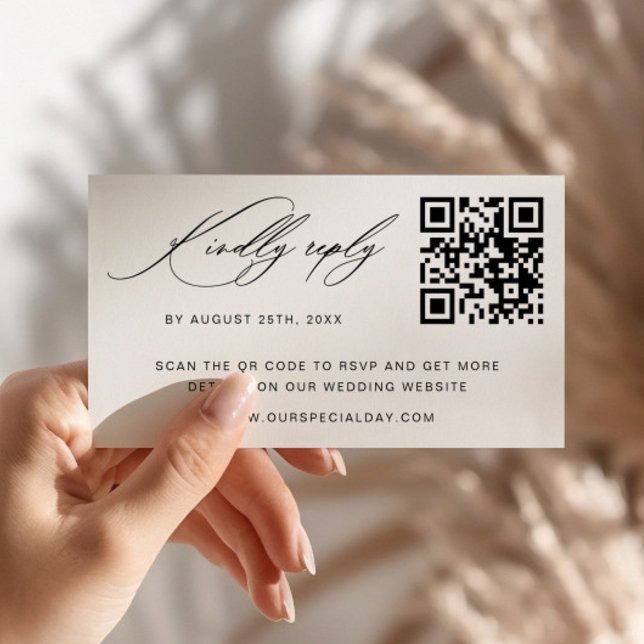 Minimalist Wedding QR Code RSVP Enclosure Card (Creator Uploaded)