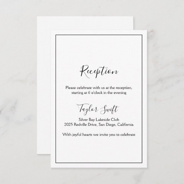 Minimalist Wedding Reception Card (Front/Back)
