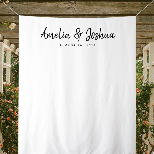 Minimalist Wedding Reception Decor Backdrop Tapestry (Photo Backdrop Tapestry for Wedding, Anniversary, Rehearsal Dinner)