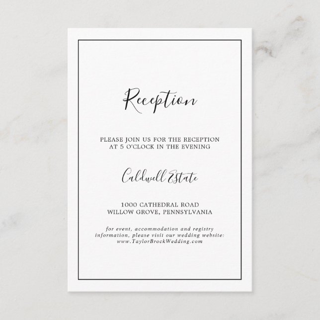 Minimalist Wedding Reception Insert Card (Front)
