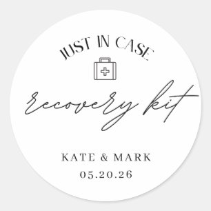 Minimalist Wedding Recovery Kit Classic Round Sticker