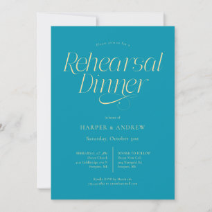 Minimalist Wedding Rehearsal Dinner Aqua Blue Invitation