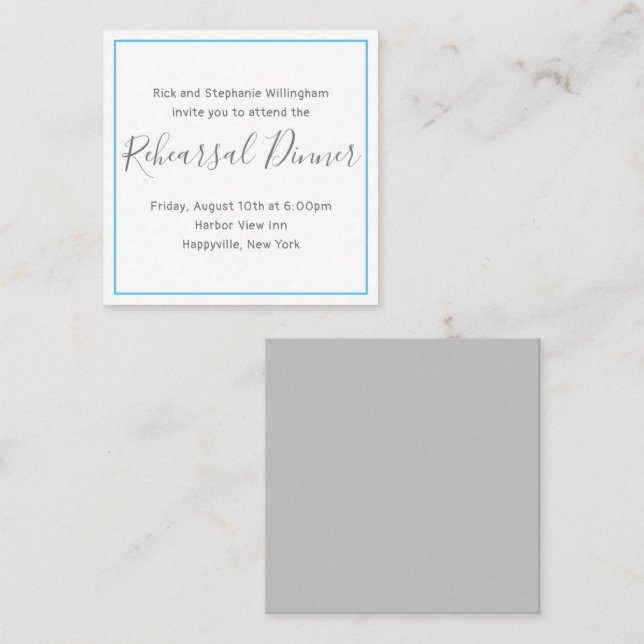 Minimalist Wedding Rehearsal Dinner Enclosure Card (Front/Back)