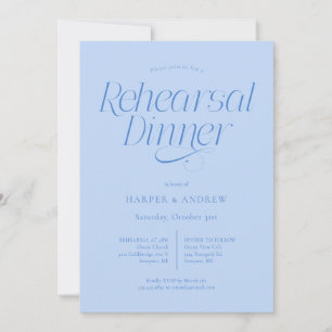 Minimalist Wedding Rehearsal Dinner Icy Blue Invitation