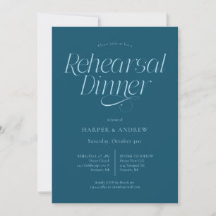 Minimalist Wedding Rehearsal Dinner Teal Invitation