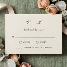 Minimalist Wedding RSVP Card, Neutral Tone design 